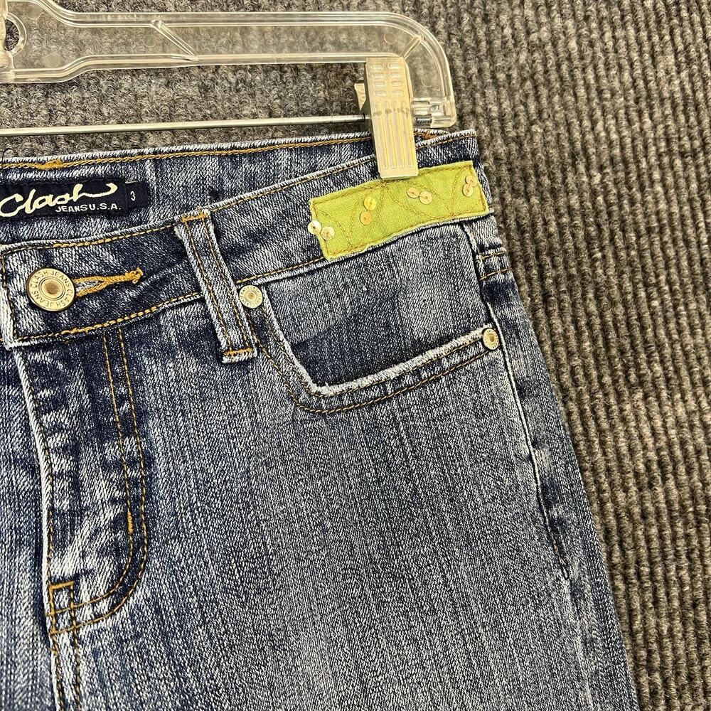 Rare Y2K Clash Patchwork Boot Cut Jeans Size 3 Festival 90's Boho Hippie Artsy - Picture 6 of 15